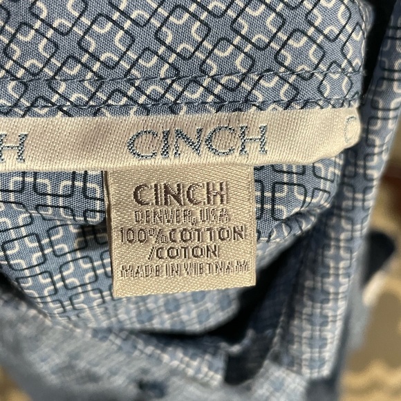 Men's Cinch Blue Geometric Design Button Up Dress Long Sleeve Size Small - Picture 6 of 7